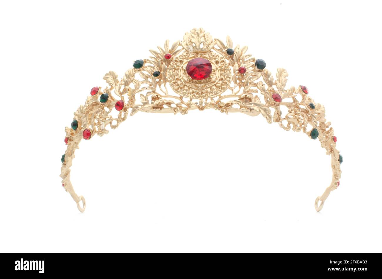 golden crown with rubies on a white background Stock Photo - Alamy