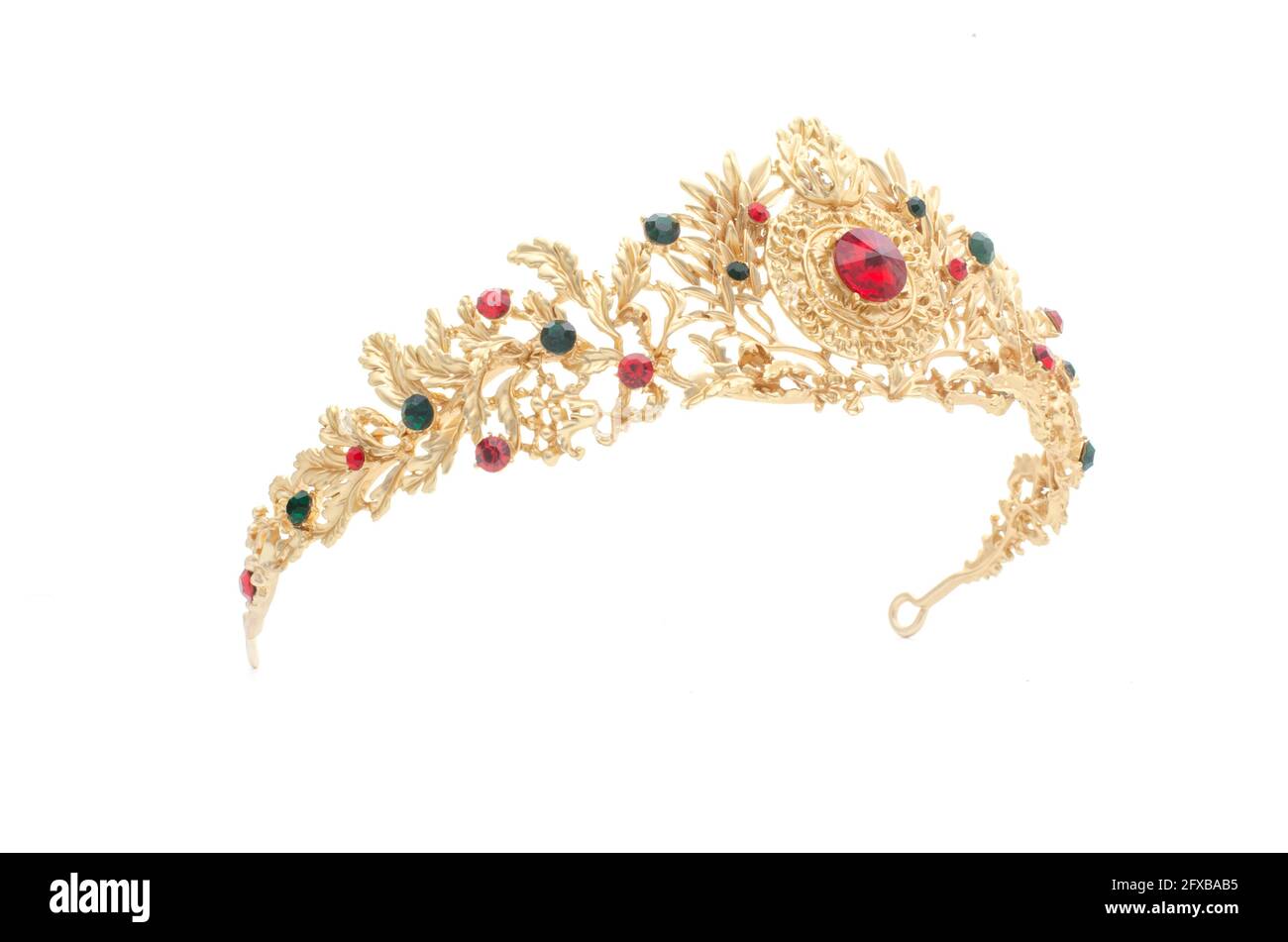 golden crown with rubies on a white background Stock Photo - Alamy
