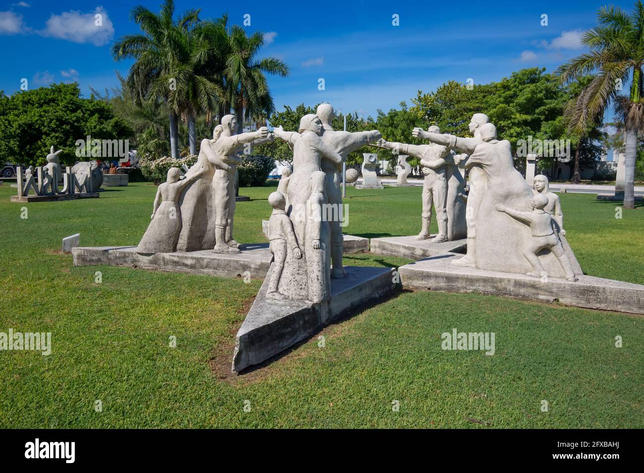 Cancun, Mexico - 20 March, 2020: Sculptures Garden near Fonatur and Casa Maya Hotel near scenic public beaches in Zona Hotelera Stock Photo
