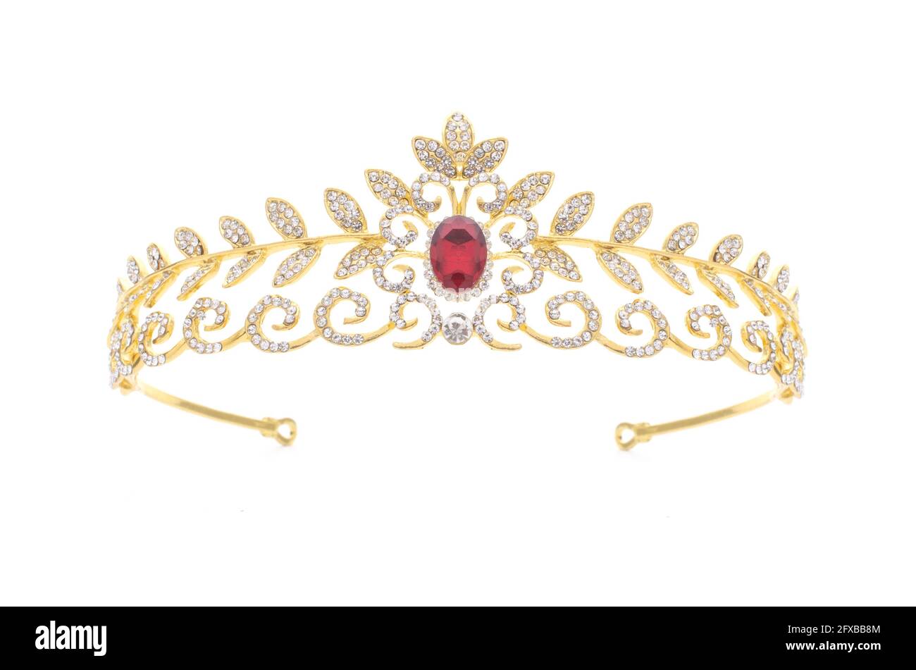 golden crown with rubies on a white background Stock Photo - Alamy