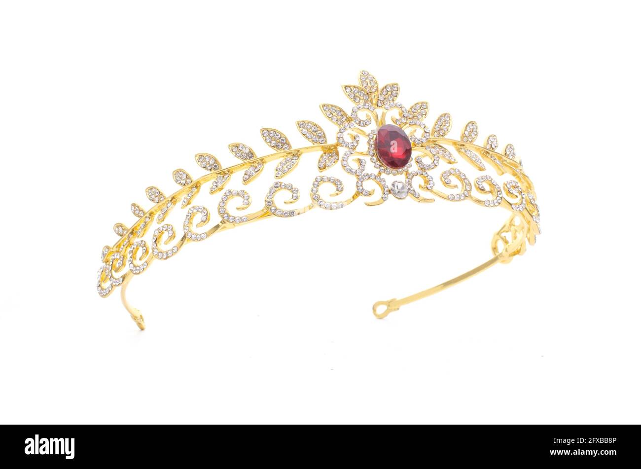 golden crown with rubies on a white background Stock Photo - Alamy