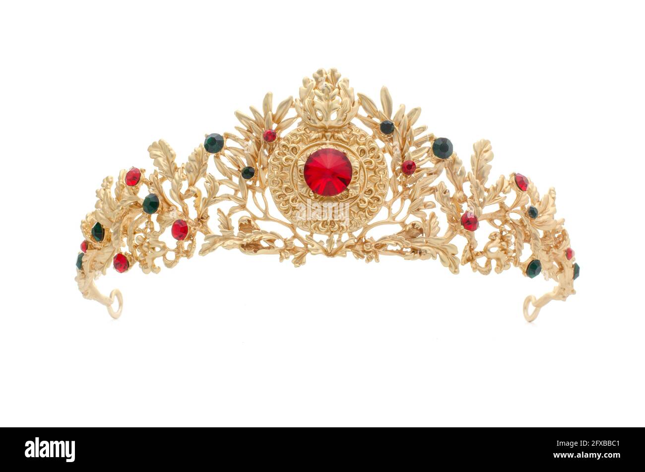 golden crown with rubies on a white background Stock Photo - Alamy