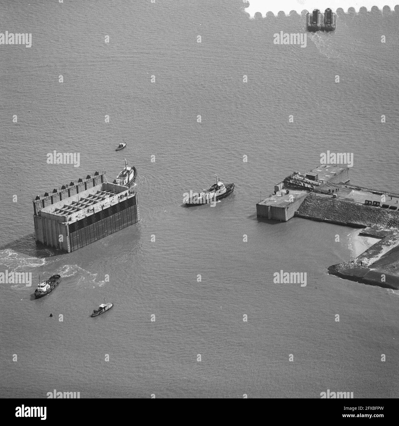 Boring of caissons in the Veerse Gat . Aerial photographs, April 13 1961, CAISSONS, The Netherlands, 20th century press agency photo, news to remember, documentary, historic photography 1945-1990, visual stories, human history of the Twentieth Century, capturing moments in time Stock Photo