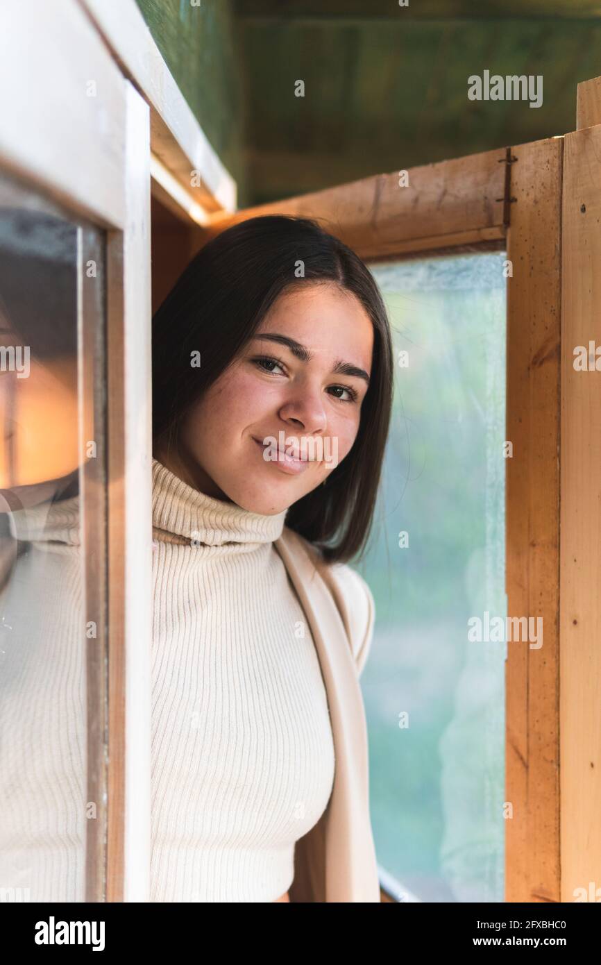 Girl at the door hires stock photography and images Alamy