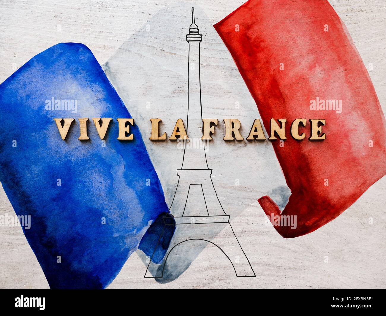 Vive La France Beautiful Patriotic Card Close up View From Above 