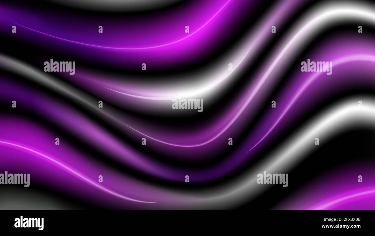 Wavy Colorful Background with Violet, Black and White Stripes. Vector illustration Stock Vector