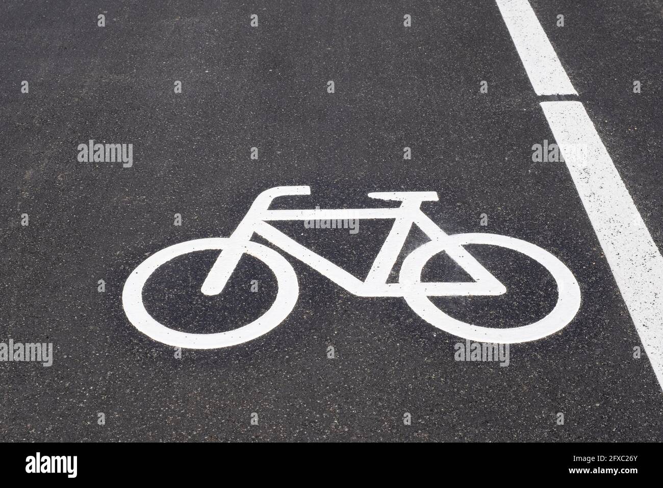 Road marking on bicycle lane in close up Stock Photo Alamy