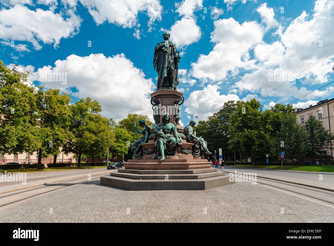 Memorial of King Maximilian II in front of sky at Munich, Bavaria, Germany Stock Photo