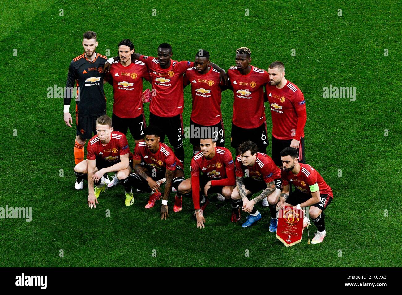 GDANSK, POLAND - MAY 26: Players of Manchester United pose for a team  photograph during the UEFA Europa League Final match between Villarreal CF  and Manchester United at Stadion Energa Gdansk on