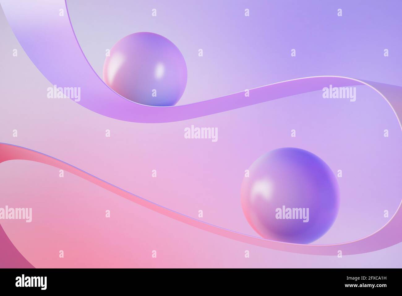 3D illustration of purple and pink spheres sliding Stock Photo - Alamy