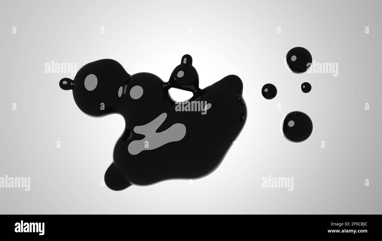 Abstract 3D illustration of glossy black shape. Stock Photo