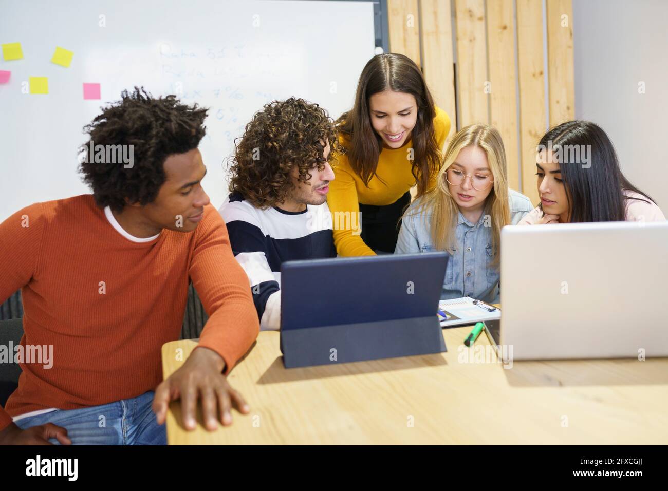 Multi-ethnic business colleagues planning together in office Stock Photo