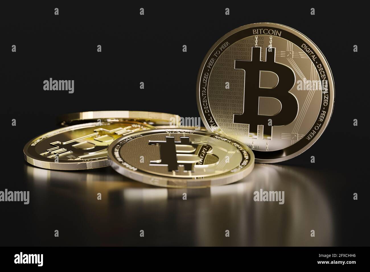 CGI image of bitcoin cryptocurrency Stock Photo