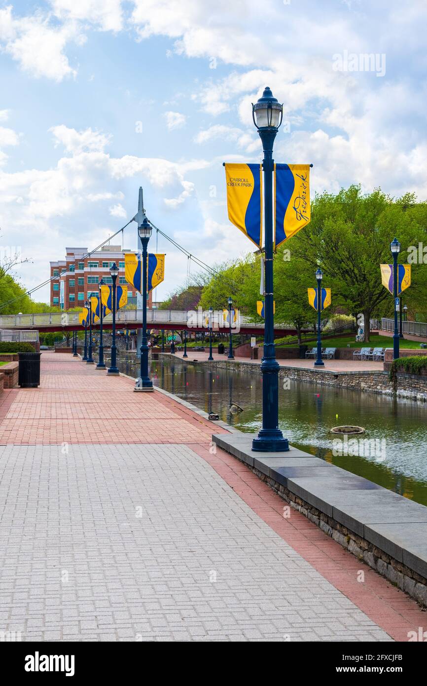 Carroll Creek Park In The Heart Of Downtown Frederick, Maryland With A ...