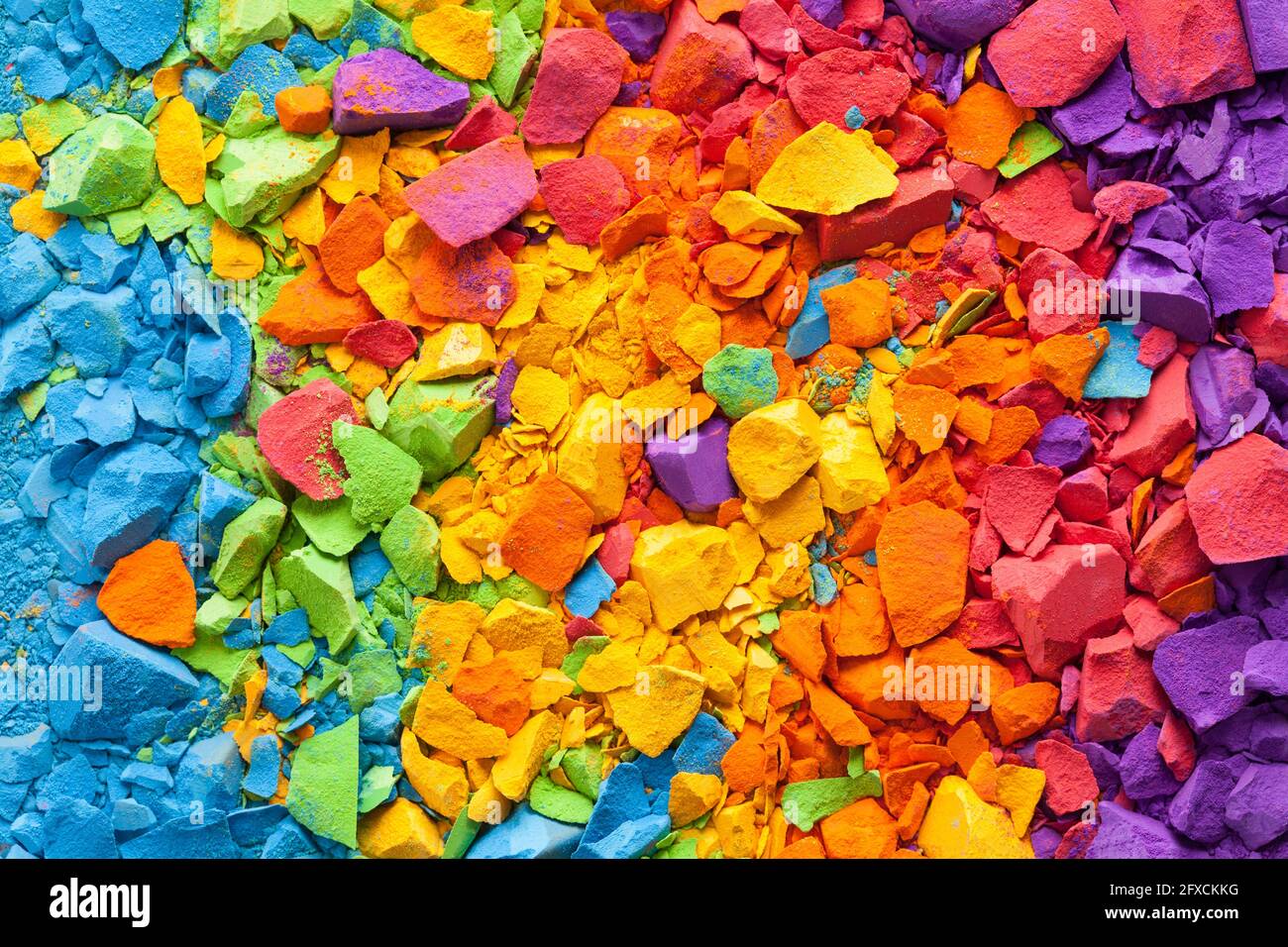 Crushed Mixed Rainbow Pastel Chalk Background Texture. Stock Photo