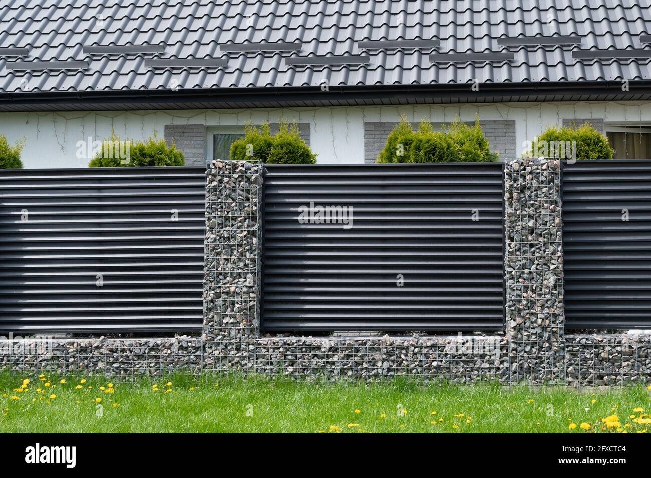 New build gabions fence. Gabion fence Stock Photo Alamy