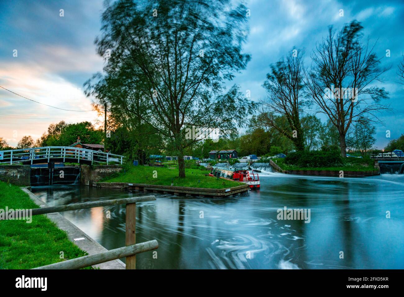 Paper Mill Lock, Little Baddow, Essex in the evening Stock Photo