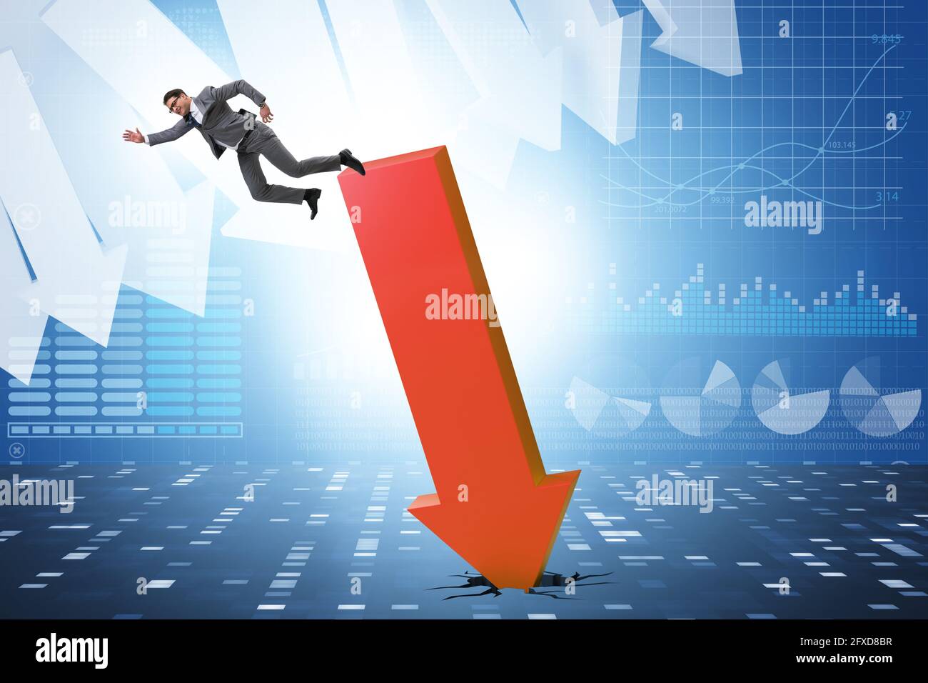 Businessman in the economic crisis concept Stock Photo - Alamy