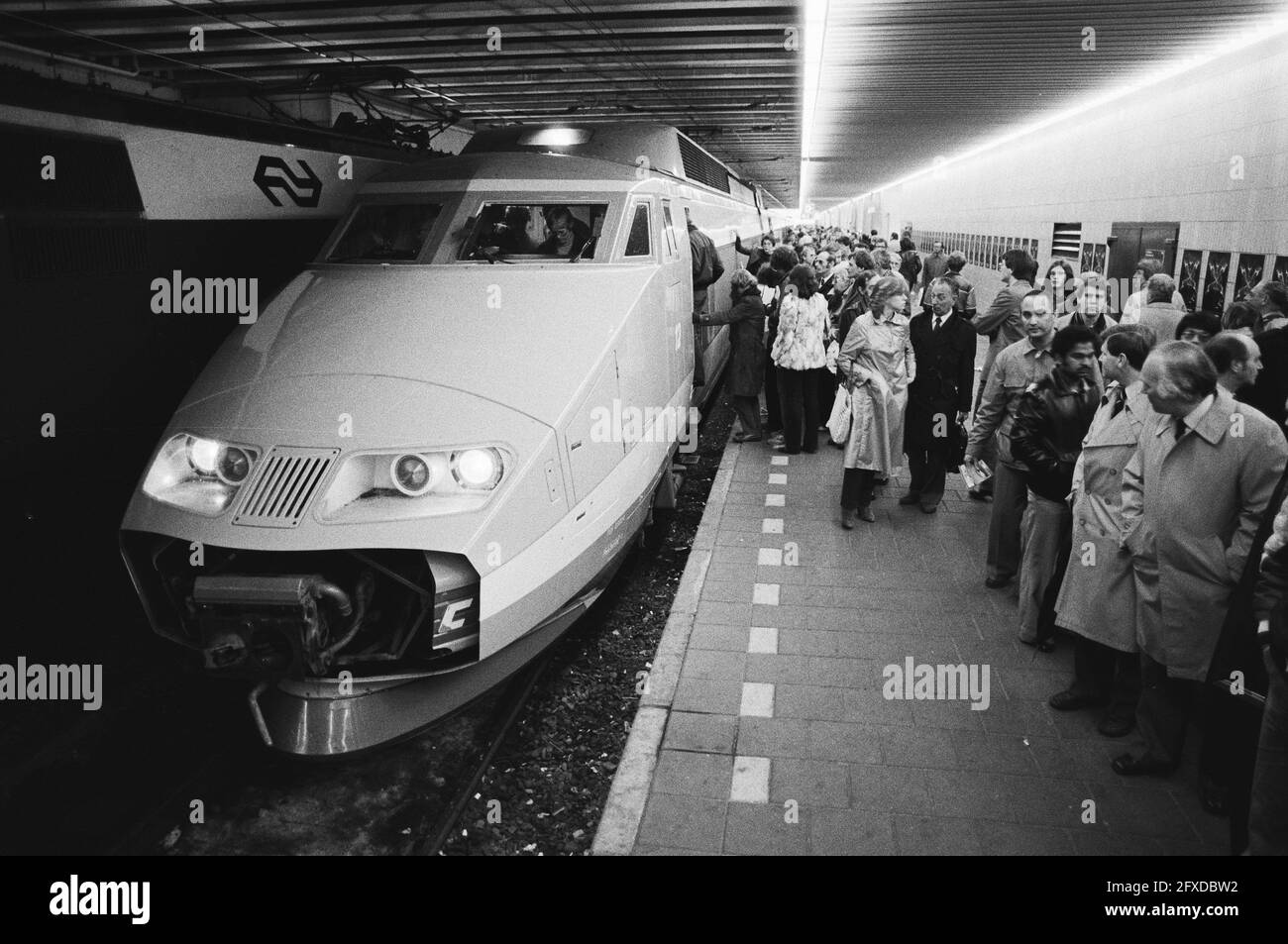 Fastest train in the world The Train Grande Vitesse (TGV) Central Station  The Hague, top speed of the train is 380 kilometers per hour, April 28,  1981, stations, trains, The Netherlands, 20th