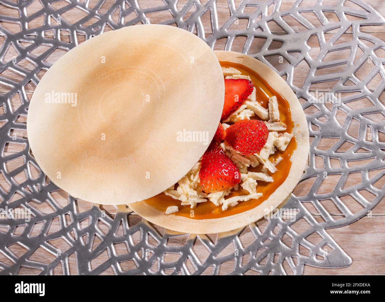 Wafers with sweet and chopped fruit - Traditional Colombian dessert Stock  Photo - Alamy