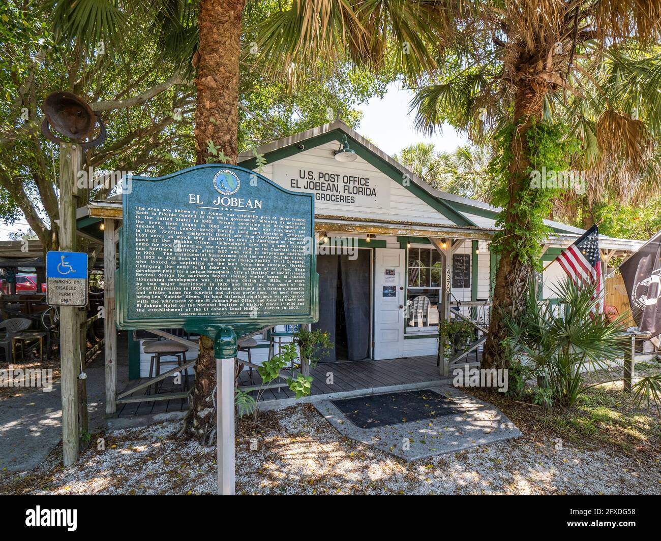 Historic US Post Office  and general store opened in 1922 in El Jobean Florida USA is on the US National Register of Historic Places Stock Photo