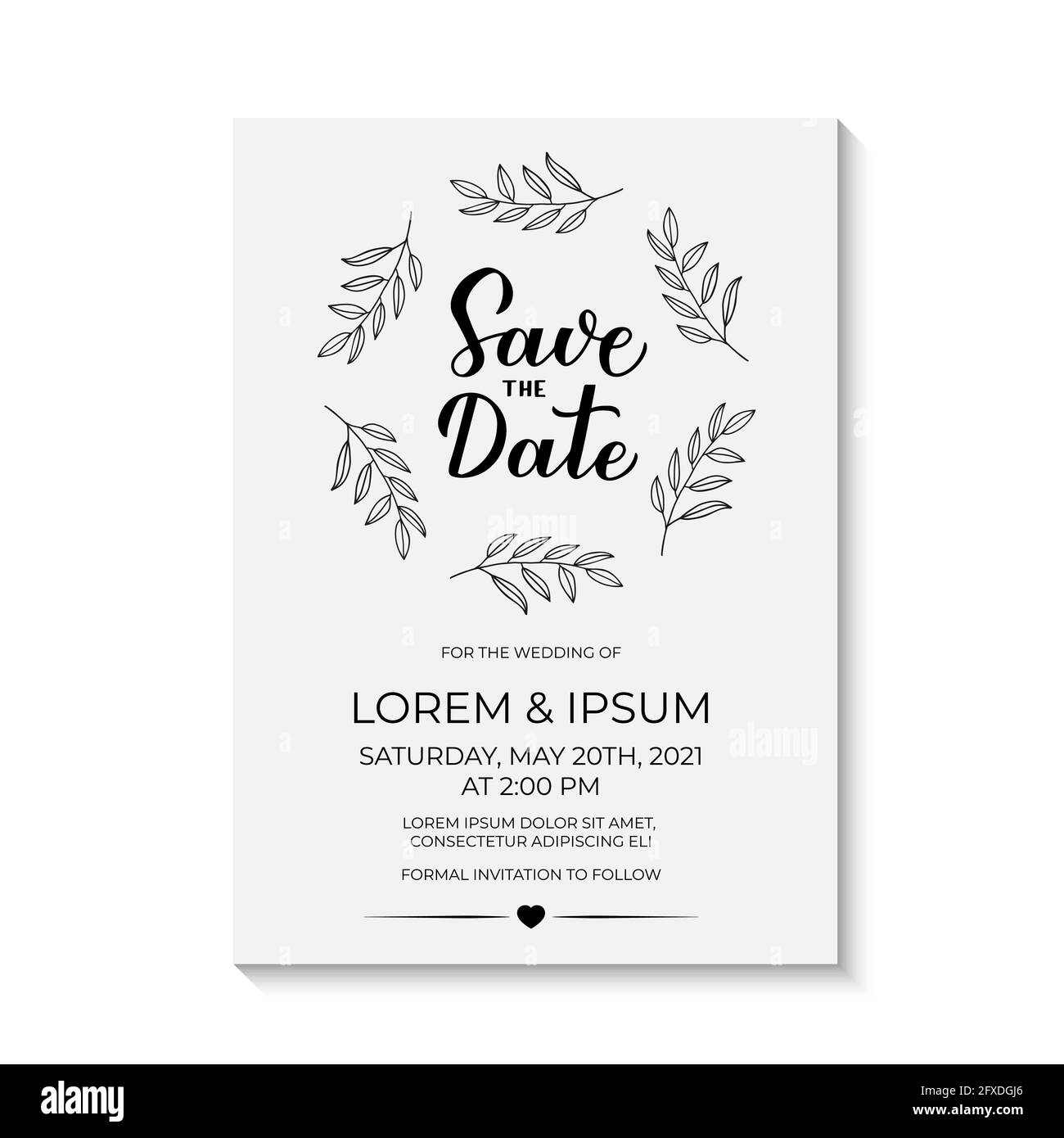 Save The Date Card Template. Black And White Invitation. Minimalist  Geometric Design Birthday Party Invite. Vector Illustration Stock Vector  Image & Art - Alamy