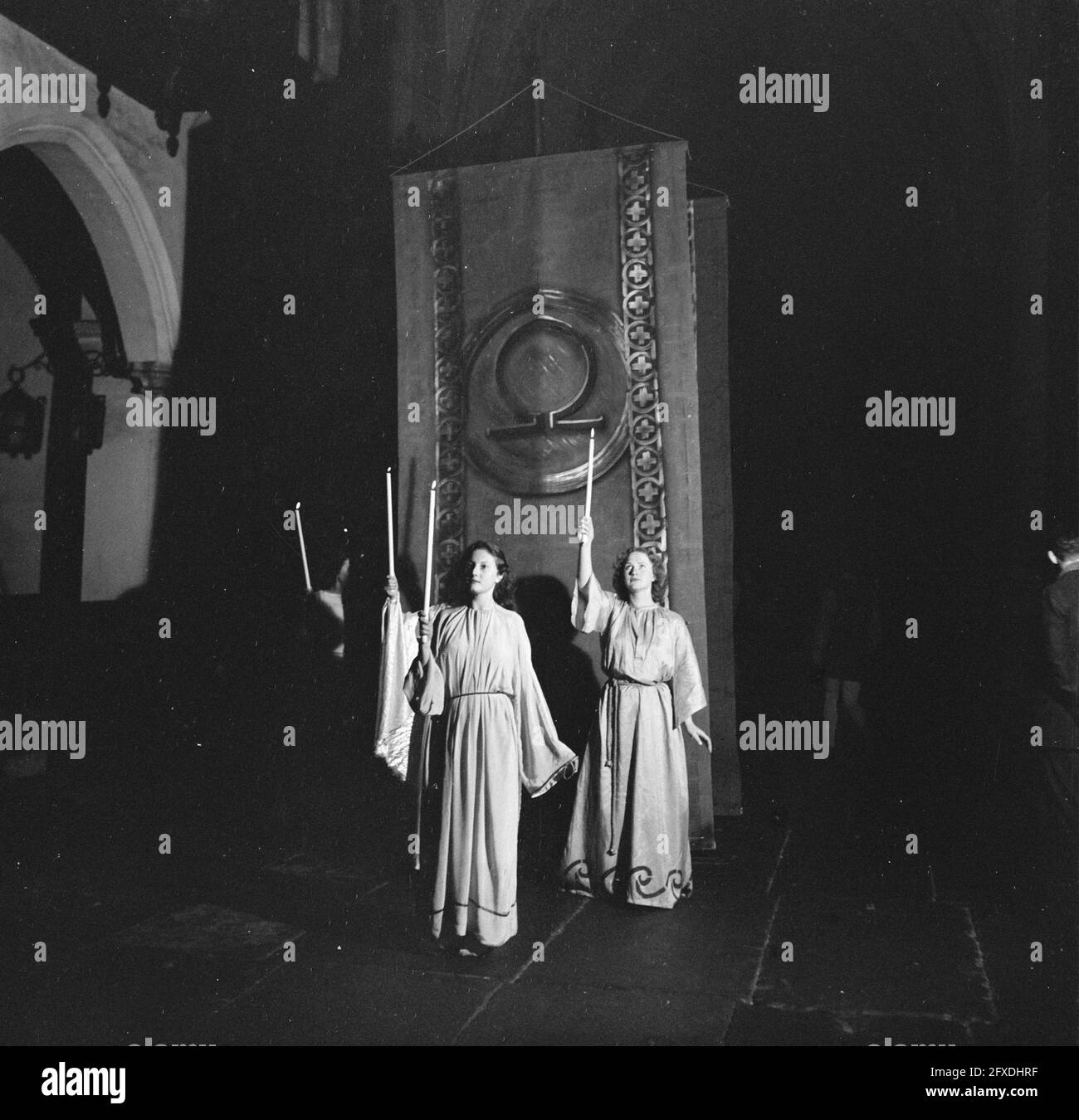 St. Bavo church Christmas play, December 21, 1945, CHRIST PLAY, The Netherlands, 20th century press agency photo, news to remember, documentary, historic photography 1945-1990, visual stories, human history of the Twentieth Century, capturing moments in time Stock Photo