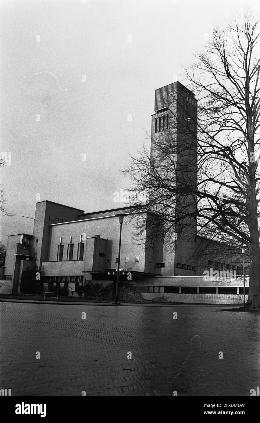 Town Hall in Hilversum by architect W.M. Dudok, December 6, 1974, architecture, exteriors, buildings, town halls, The Netherlands, 20th century press agency photo, news to remember, documentary, historic photography 1945-1990, visual stories, human history of the Twentieth Century, capturing moments in time Stock Photo