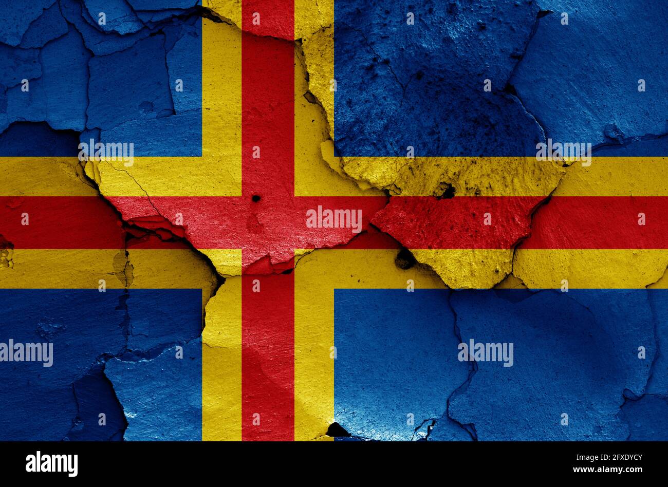 flag of Aland painted on cracked wall Stock Photo - Alamy