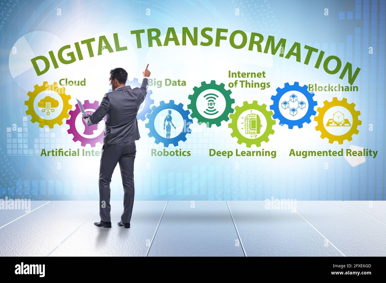 Concept of digital transformation with the businessman Stock Photo - Alamy