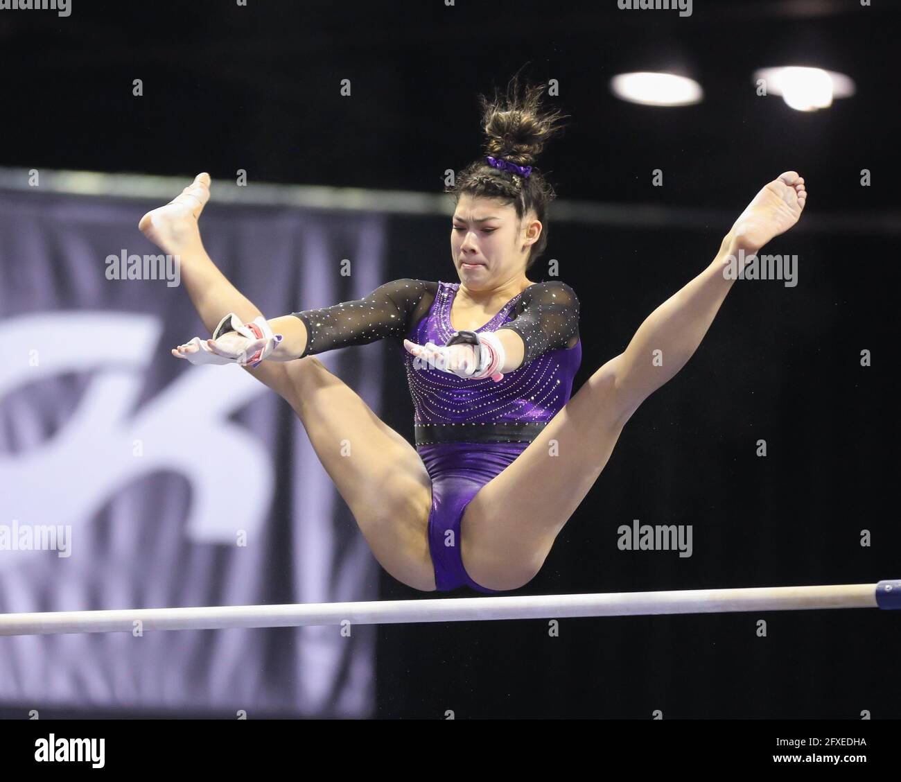 May 22, 2021: Kayla DiCello of Hill's Gymnastics performs on the uneven bars during the 2021 GK U.S. Classic at the Indiana Convention Center in Indianapolis, IN. Kyle Okita/CSM Stock Photo