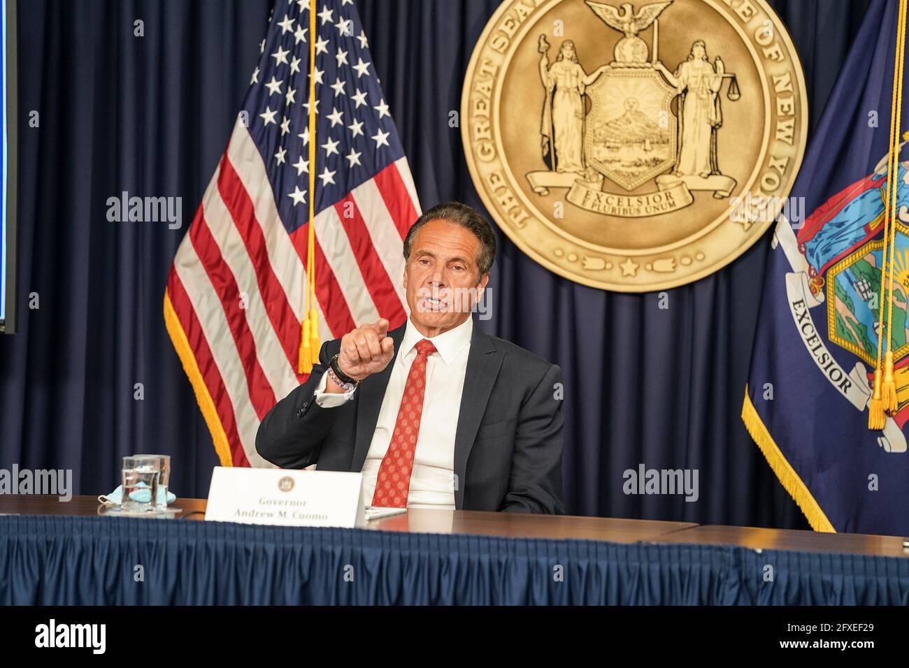 New York United States 26th May 2021 Nys Governor Andrew Cuomo Makes An Announcement At New York City Office At 633 3rd Avenue Governor Announced New Incencitives To Vaccinate Young People Age