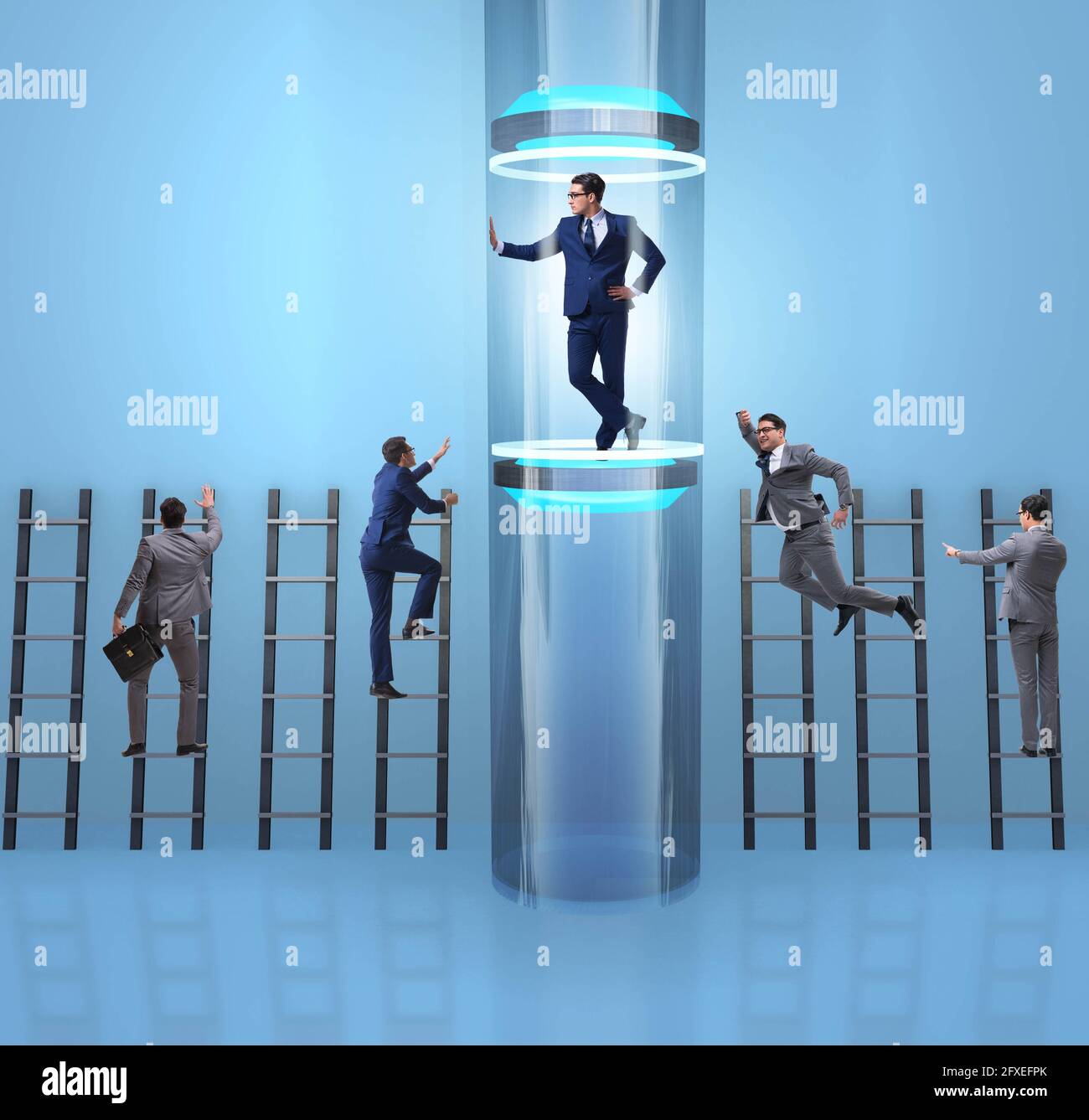 The businessmen in accelerated and fast promotion concept Stock Photo ...