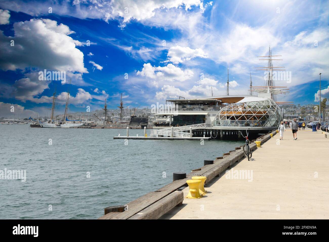 Portside Pier - A unique two-storey waterfront restaurant in San Diego, California Stock Photo
