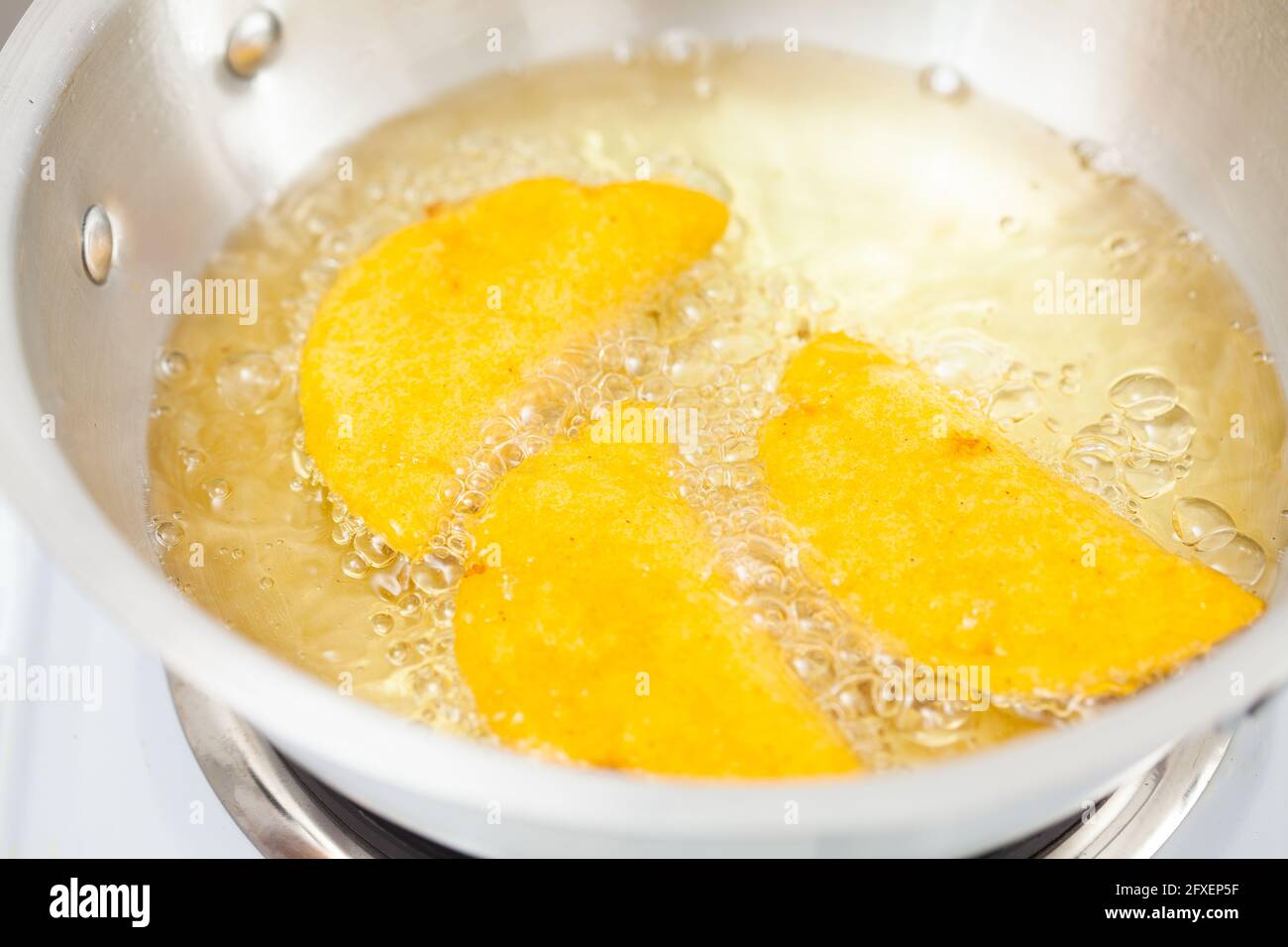 Preparation of a traditional dish from el Valle del Cauca in Colombia called empanada Stock Photo