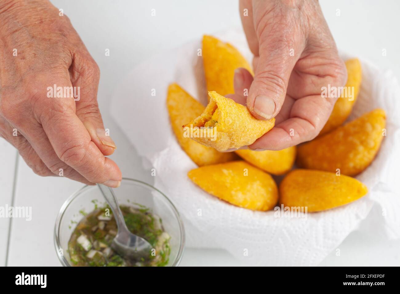 Traditional dish from el Valle del Cauca in Colombia called empanada Stock Photo