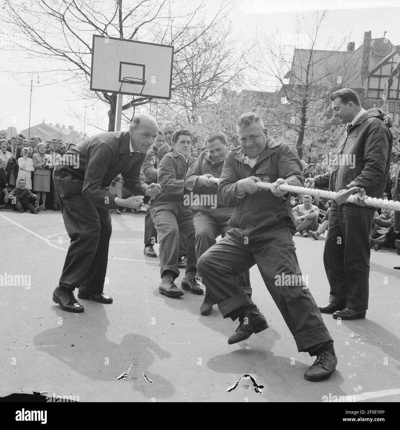 Rope pulling championships of the Netherlands, the KNSM team in action, April 30, 1965, Rope pulling, championships, The Netherlands, 20th century press agency photo, news to remember, documentary, historic photography 1945-1990, visual stories, human history of the Twentieth Century, capturing moments in time Stock Photo