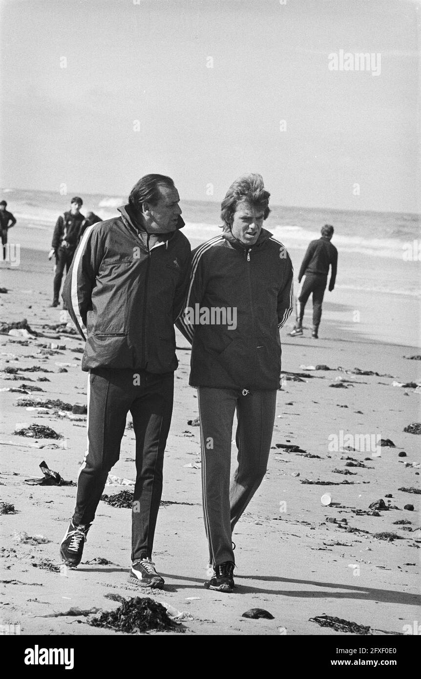 Training Ajax on Wassenaar beach in connection with European Cup match  against Nottingham Forest&#160;;, April 22, 1980, sports, beaches, trainers,  soccer, matches, The Netherlands, 20th century press agency photo, news to  remember,