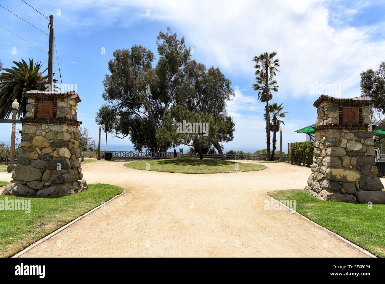 SANTA MONICA, CALIFORNIA - 25 MAY 2021: Idaho Gate, the oldest structure built in Palisades Park, a Craftsman-style archway built in 1912 and named fo Stock Photo
