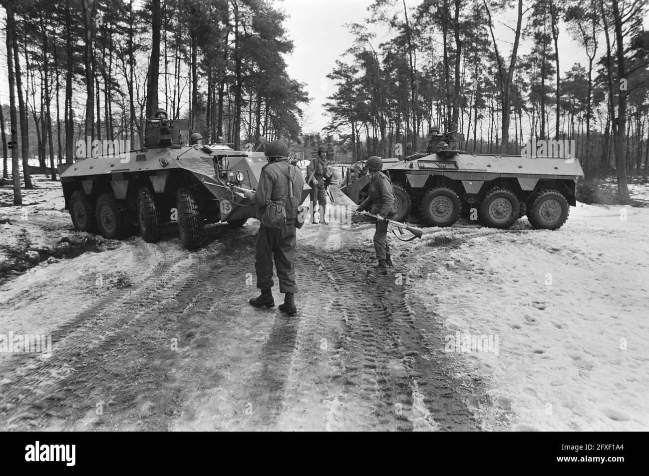 Training military people in connection with a UN-campaign to Lebanon at the Korps Commando Troepen in Roosendaal, February 2, 1979, MILITARY, training, broadcasts, The Netherlands, 20th century press agency photo, news to remember, documentary, historic photography 1945-1990, visual stories, human history of the Twentieth Century, capturing moments in time Stock Photo