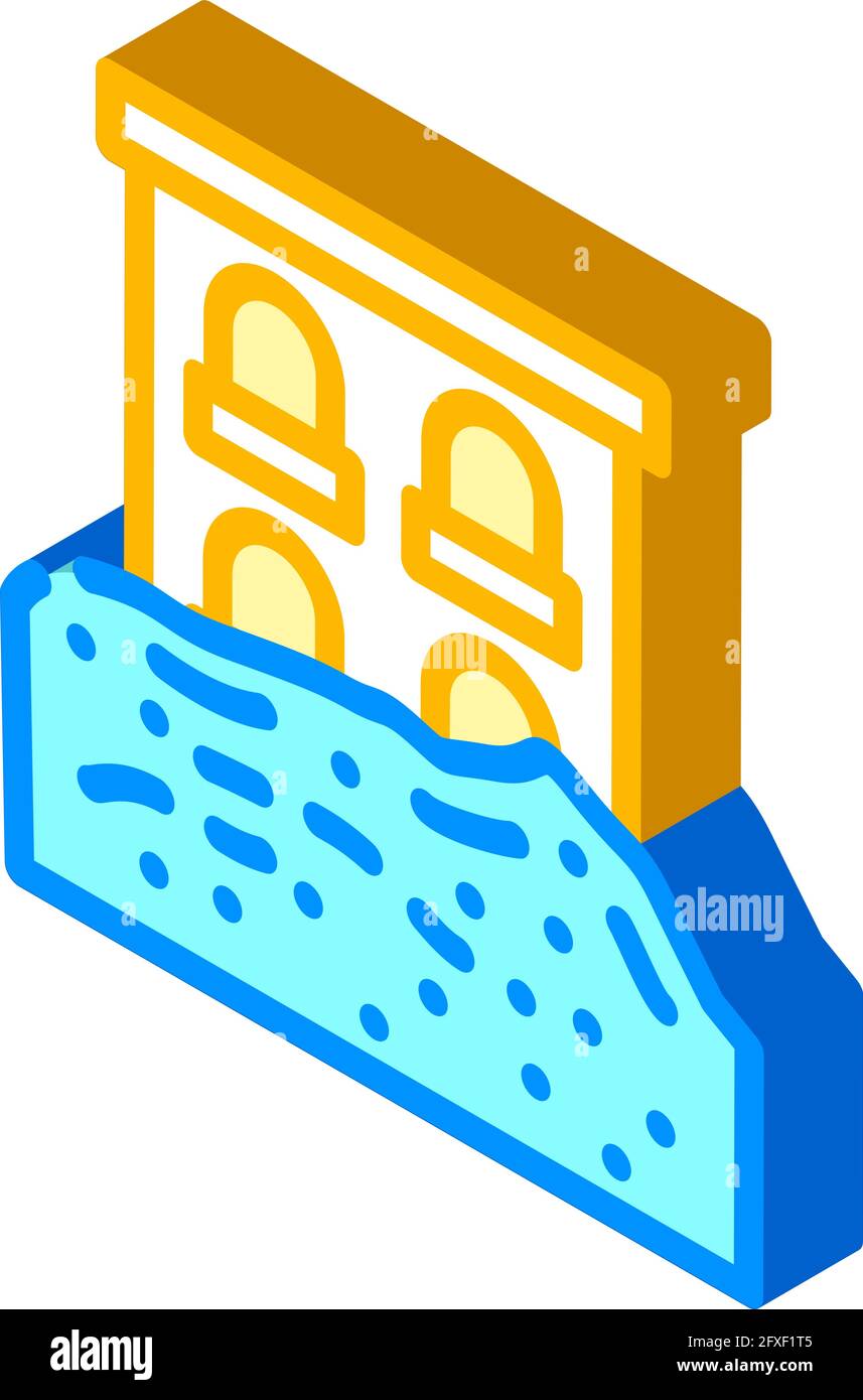 heavy rainfall disaster isometric icon vector illustration Stock Vector ...