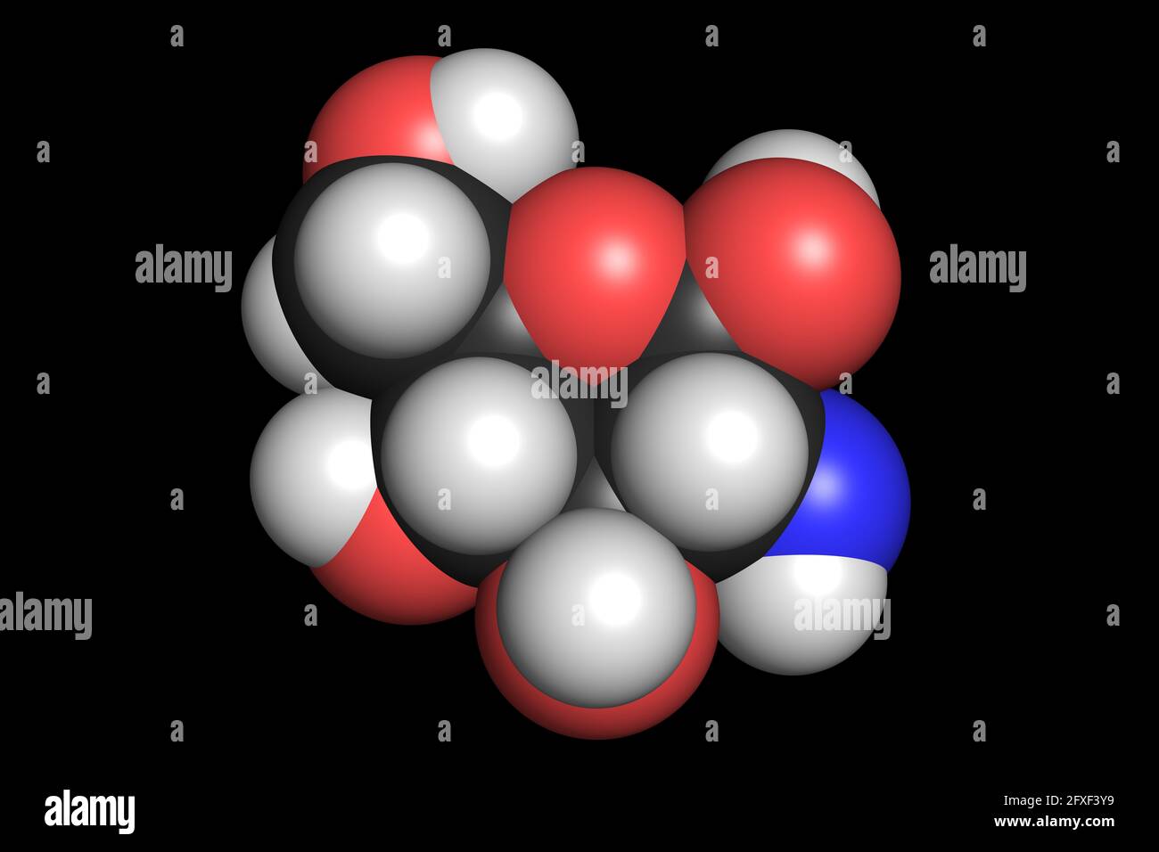 Glucosamine dietary supplement molecule 3D render chemical structure