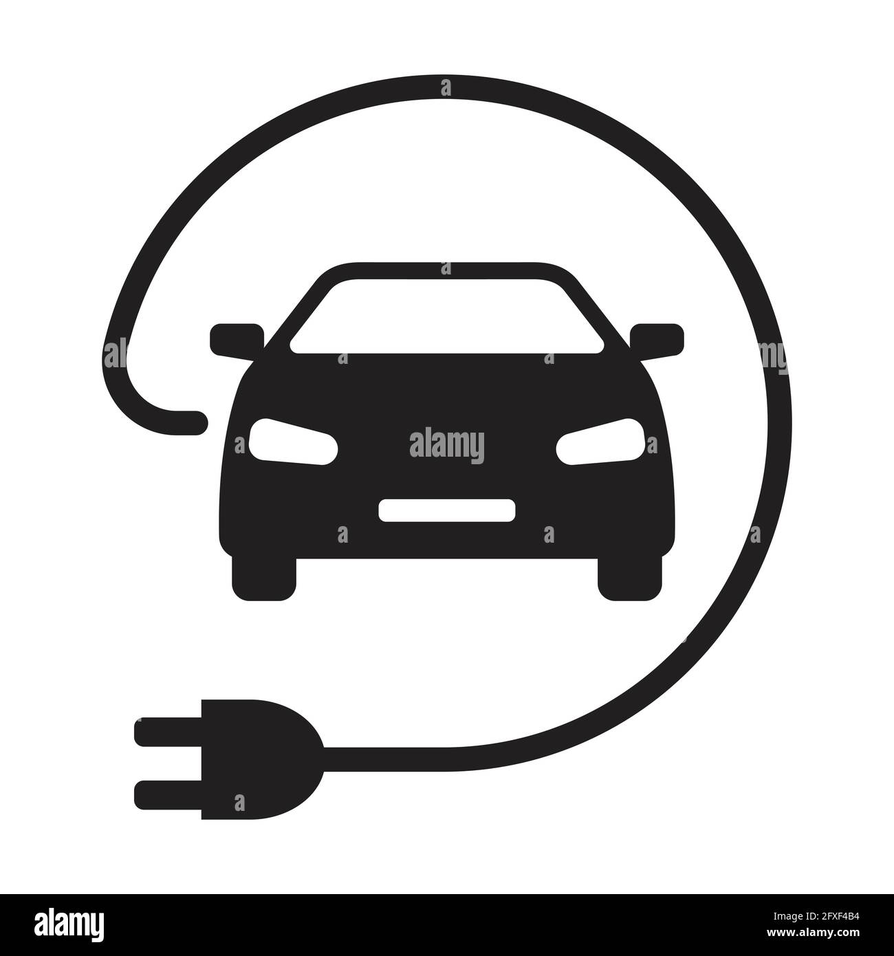 EV electric car with plug icon vector green energy concept for graphic design, logo, web site, social media, mobile app, ui illustration. Stock Vector