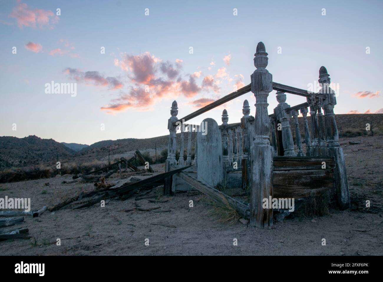 Benton Hot Springs is a silver mining ghost town in Mono County, CA, USA where travelers can sit in hot springs. Stock Photo