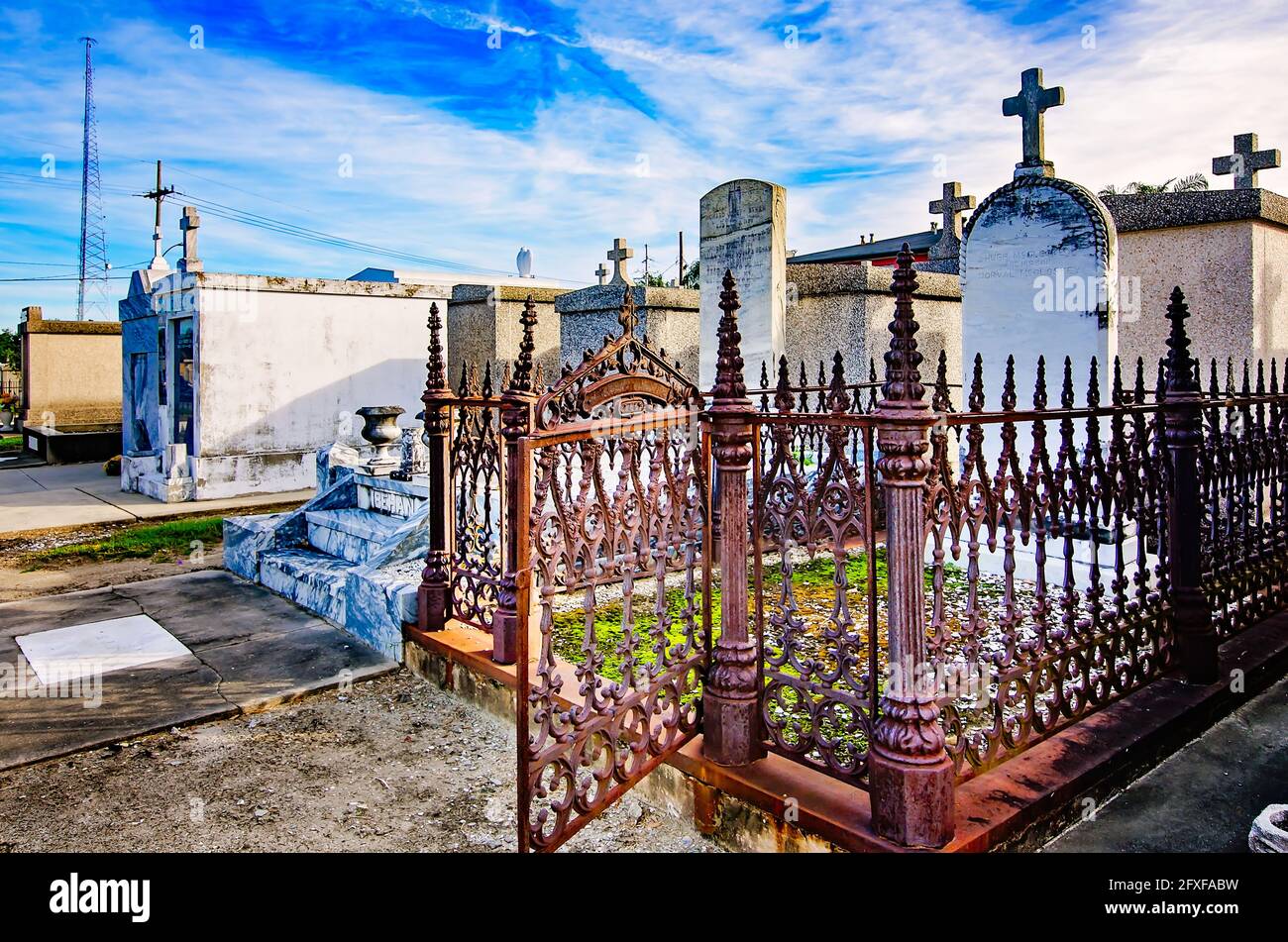 Aboveground graves and family tombs are pictured at St. Patrick