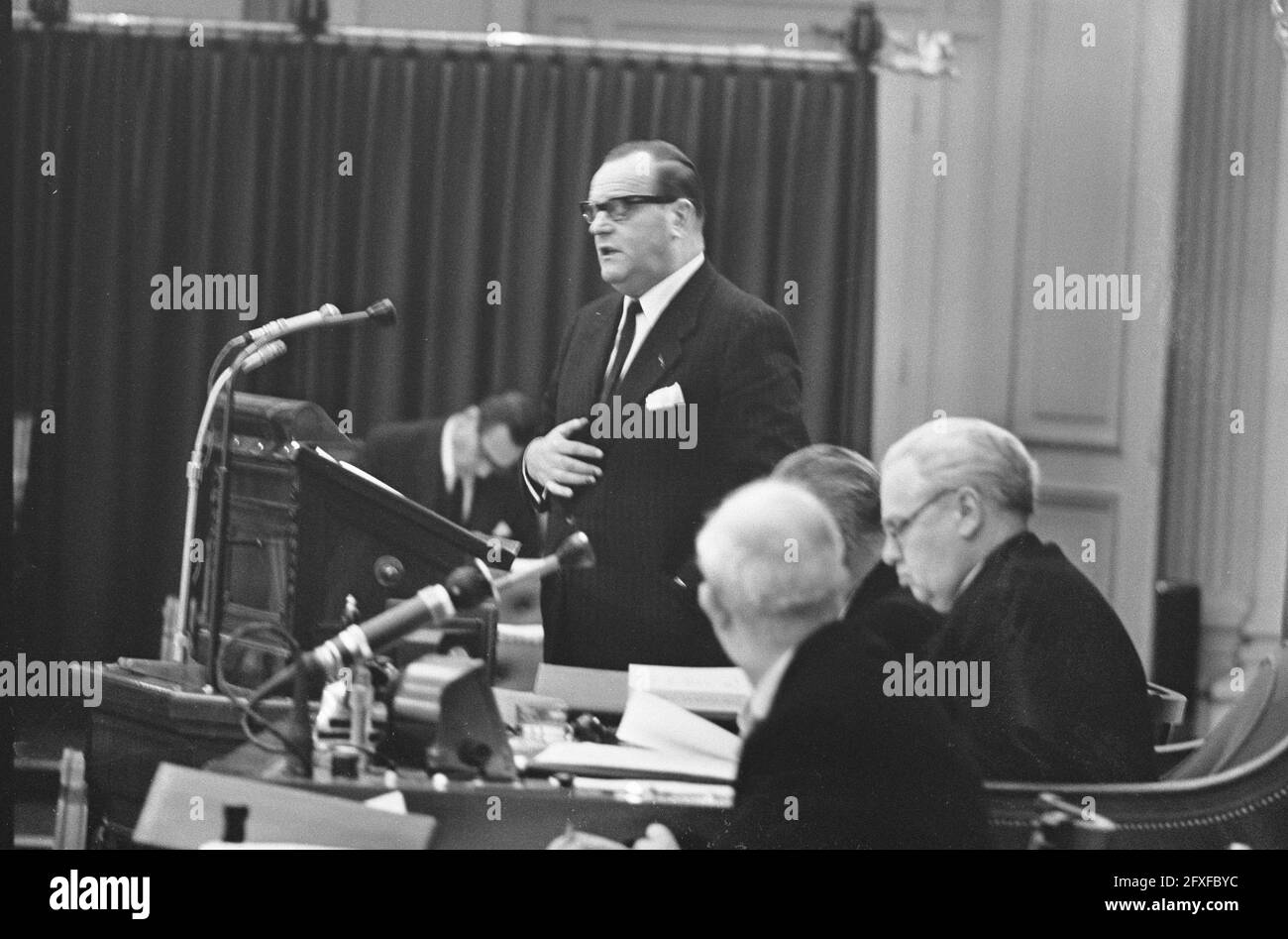 Lower House, Foreign Affairs budget, Mr. Blaisse speaking, 2 February 1965, Budgets, The Netherlands, 20th century press agency photo, news to remember, documentary, historic photography 1945-1990, visual stories, human history of the Twentieth Century, capturing moments in time Stock Photo