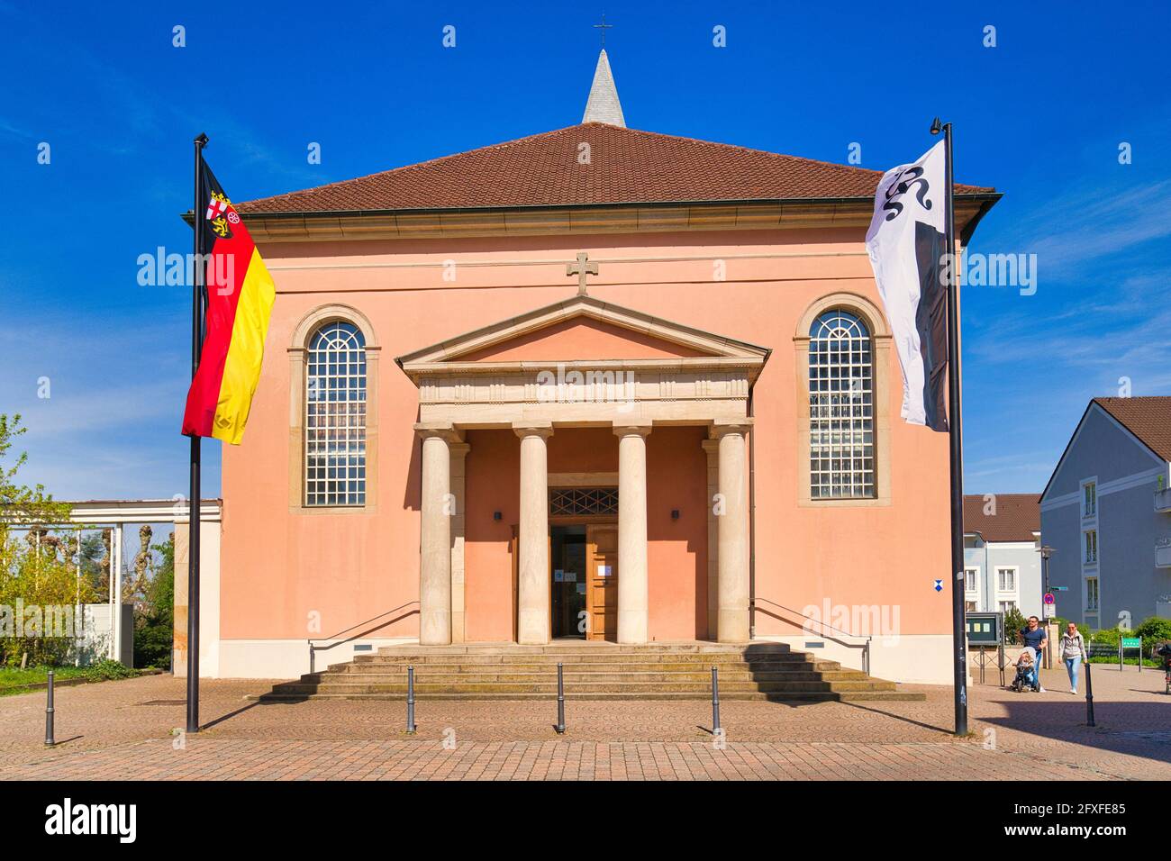 Bad Dürkheim, Germany - April 2021: Neoclassicism city parish church St. Ludwig Stock Photo