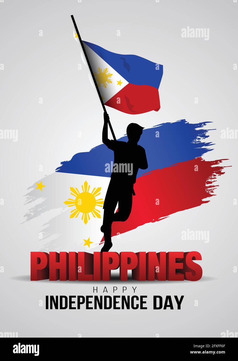 Happy Independence Day Philippines Vector Illustration Of Philippine Man With Flag Poster Banner Template Design Stock Vector Image Art Alamy