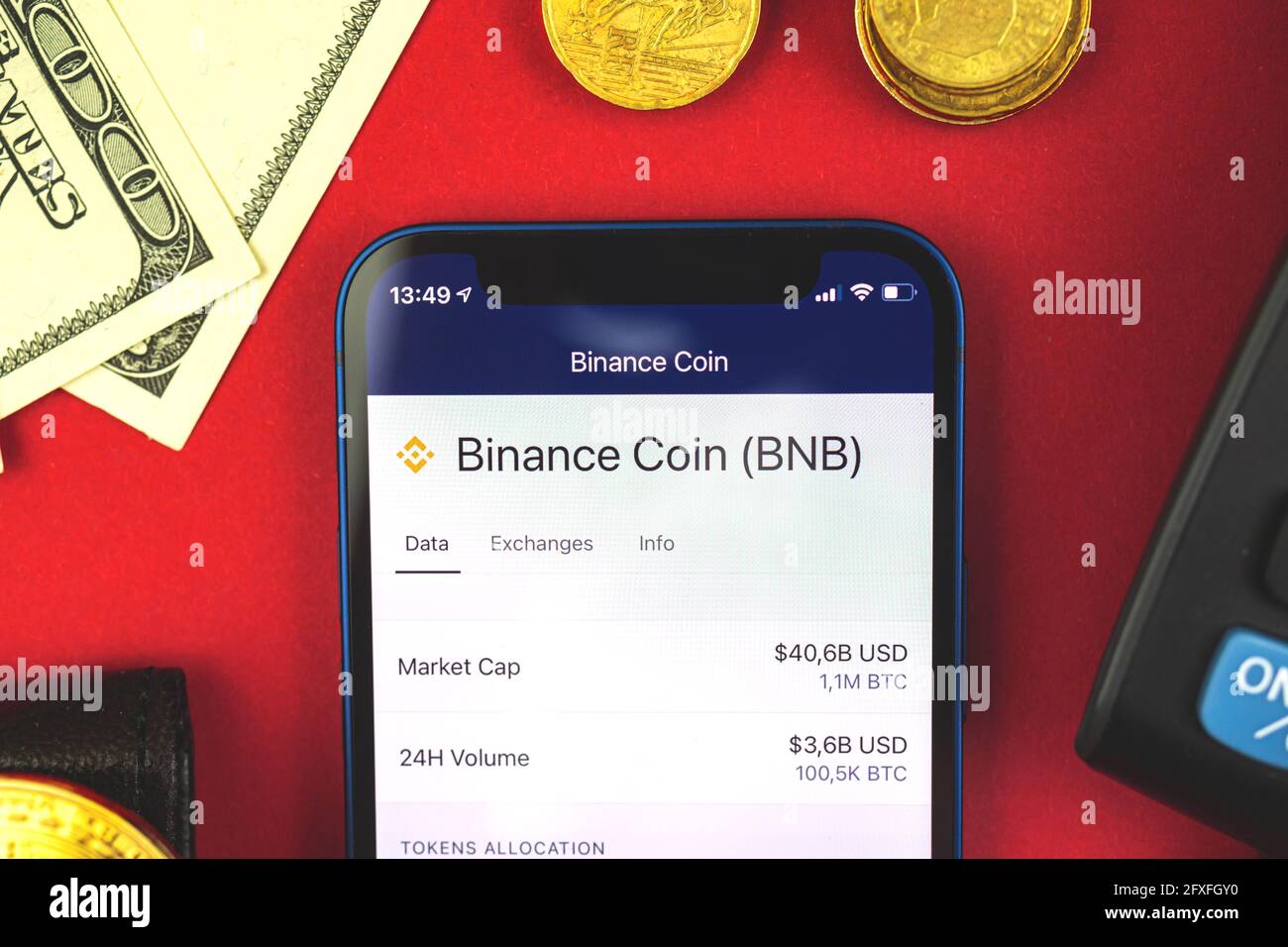 Binance Coin BNB trade and exchange with your mobile phone app, business  and investment concept with new virtual money, financial workspace with  money Stock Photo - Alamy