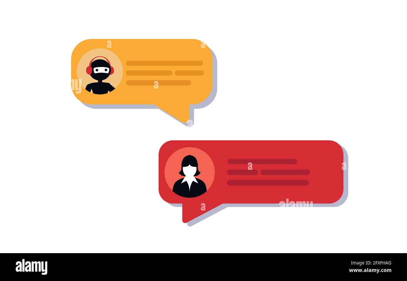 Chatbot conversation with artificial intelligence technology providing virtual customer support Stock Vector